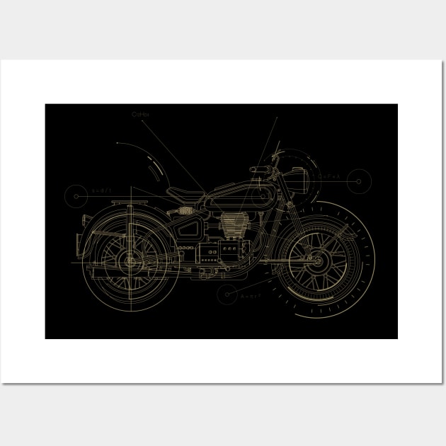 Vintage Indian Motorcycle Blueprint Wall Art by origato